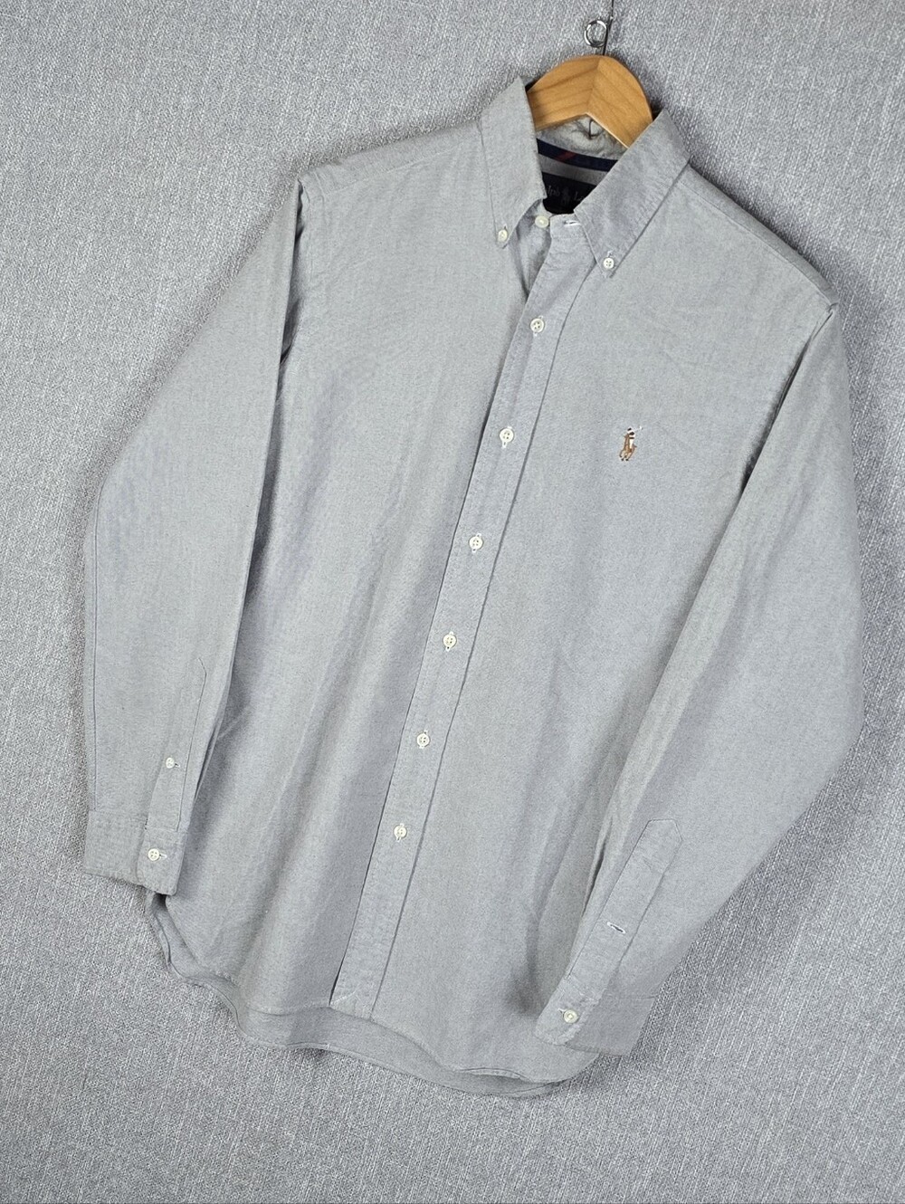 Vtg Ralph Lauren Gray Button Down Shirt Sz S